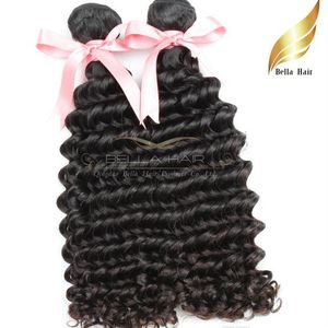 Peruviaanse diepe golf haar weeft 100% Menselijk Haarverlenging Natuurlijke kleur Grade 1 of 2 OR3PCS / PARTIJ 8-30 inch