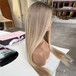 Cheveux péruviens Ombre Cendré Blonde Couleur 13x4 HD Lace Front Wig Wear Go Pré-Plumé Droit 13x6 Lace Frontal Perruque de Cheveux Humains pour les Femmes