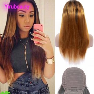 Cheveux humains péruviens 1B / 30 Ombre Hair 13X4 Lace Front Wig Straight Virgin Hair Products 1B 30