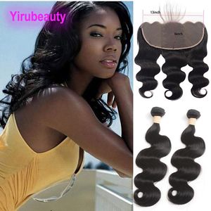 Peruaanse Menselijk Haar 2 Bundels Met 13X6 Kant Frontale Met Baby Hair Extensions 13*6 Frontals Body wave Natuurlijke Kleur 10-28inch