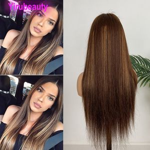 Perruque de cheveux humains péruviens 4 27 # Lace Front Wig soyeuse droite 4/27 vente en gros 13X4 perruques 10-28 pouces