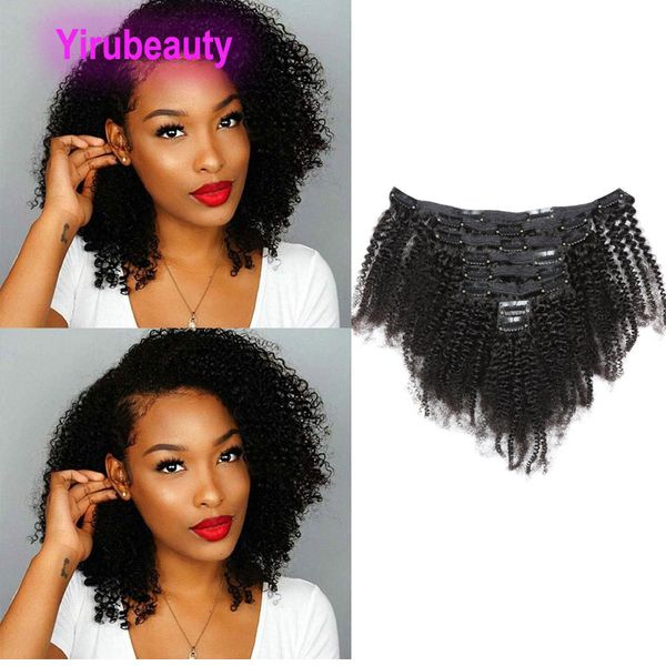 Cheveux humains péruviens Afro Kinky Curly Clip dans les extensions de cheveux 8-24 pouces 120g Couleur naturelle Afro Curly Virgin Hair Yirubeauty