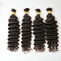 Peruaanse Human Hair Bulks 10-30inch Deep Wave Curly Natural Color Hair Extensions One Hair Bulks
