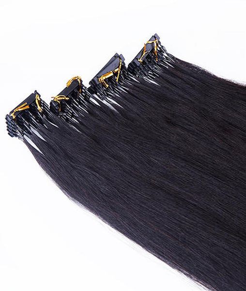 Paquets de cheveux humains péruviens Extensions de cheveux pré-collés boucle Micro anneau 6d pointe cheveux produits de deuxième génération Ntural noir brun B9597979
