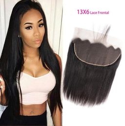 Extensions péruviennes de cheveux humains 13x6 en dentelle frontale soyeuse coiffure bébé treize par six frontales fermeture 1426inch8326930