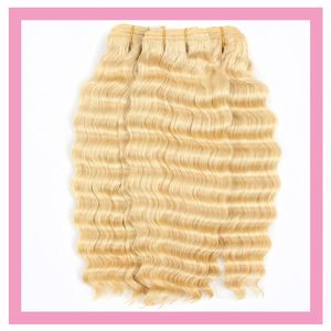 Extensions de cheveux humains péruviens blonds 3 paquets vague profonde crépus bouclés vague d'eau 613 # produits à double trame 10-40 pouces