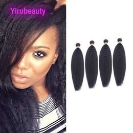 Extensions de cheveux humains péruviens Kinky Straight Four Bundles Couleur naturelle 4 pièces Trames de cheveux vierges Produit capillaire en gros