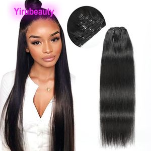 Clip droit soyeux de cheveux humains péruviens dans les extensions de cheveux 120g Yirubeauty 8-24 pouces 8pcs / Set