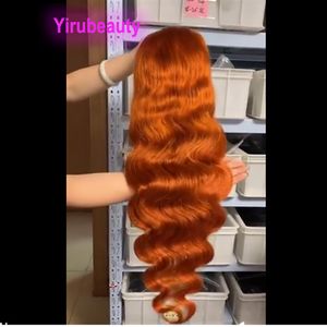 Peruaanse Human Virgin Hair 350 # Kleur Body Wave Pruiken 13X4 Kant Frontale Met Baby Haar 12-32 inch Yirubeauty318U