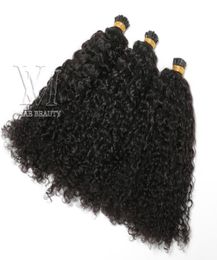 Péruvien I Tip Hair Extensions Custom Customy Curly 100 Strands Pré-lié Stick I Tip Keratin Fusion Human Hair Extension1779711