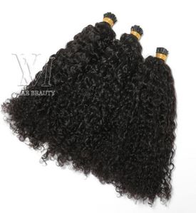 Extensiones de cabello peruano con punta, rizado rizado personalizado, 100 hebras, palo preconsolidado, punta con queratina, extensión de cabello humano 7277886