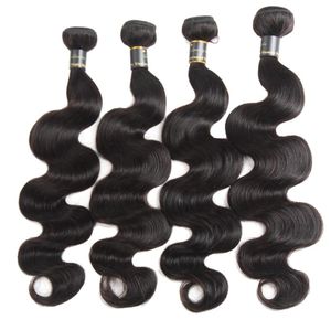 Péruvien Indien Malaisien Cambodgien Brésilien Vague de Corps Cheveux Weave Bundles Pas Cher Brésilien Extensions de Cheveux Humains 3 ou 4 Pcs Natur2867205