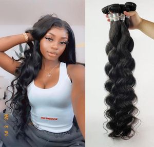 Peruaanse Maleisische menselijk haarbundels India body wave bodywave 30 32 34 36 38 40 Inch Bundel Remy Humen Haarverlenging Indian2530919