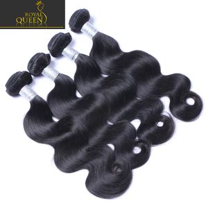 8A Paquetes de armadura de cabello humano virgen brasileño Onda del cuerpo Extensiones de cabello de visón camboyano indio malasio peruano sin procesar Color natural 1B