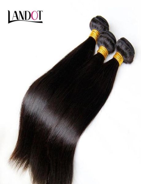 Cabello virgen brasileño de la India Malasia peruana recta 7a sin procesar bondayos de cabello humano brasileño Black1250653