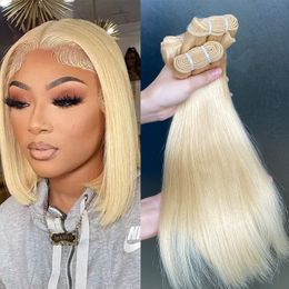 Peruaans Maleisisch Indiaas haar 613 Dubbelgetrokken blond Zijdeachtig recht Golvend haarextensions 3 bundels Hot Selling 100% Ruw Maagdelijk Remy Menselijk haar weeft