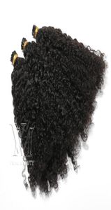 Peruvian Mongulien I Tip Afro Kinky Curly 100 STOMS Pré-lié Stick I Tip Keratin Fusion Virgin Human Heuv Hair Extension3305774