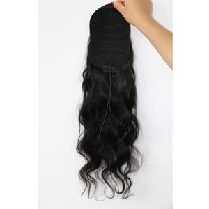 Péruvien Ponytails Body Wave 100% Human Hair 10-24inch Couleur naturelle Virgin Hair Trawstring