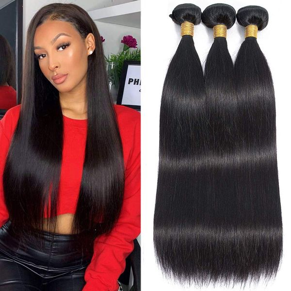 Paquetes de cabello liso peruano Tejido de trama de cabello humano para mujeres negras Extensiones de calidad Color natural Julienchina Tejido duradero 3 o 4 paquetes 9A 7CLT