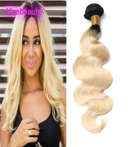 Extensions de cheveux péruviens vierges 1B613 un paquet Ombre couleur blonde vague de corps produits de cheveux humains deux tons couleur 1032 pouces 1037794