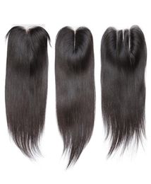 Peruvian Vierge Hair Straitement 4x4 Clôture en dentelle partie moyenne Couleur naturelle peut être teint8396572