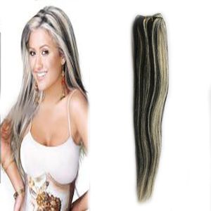 Cheveux vierges péruviens extensions de cheveux raides faisceaux 100g extensions de cheveux humains armure 1PCS 1B / 613 PIANO COLOR