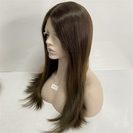 Péruvien Vierge Cheveux Humains Casher Perruques Soyeux Droite Ombre Couleur T2/6 Lace Front Perruque Juive pour les Femmes Blanches