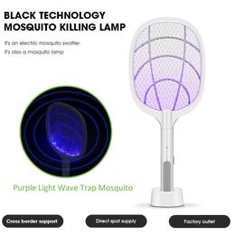 Ongediertebestrijding 2 in 1 elektrisch vlieg Swatter LED -licht USB Oplaadbare zomerinsect muget Killer Lamp voor thuisslaapkamer