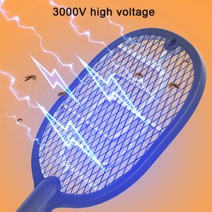 Pest Control 2-In-1 Electric Swatter Mosquito Killer Lamp Usb Rechargeable Battery Power Bug Zapper Insects Racket Kills 0129