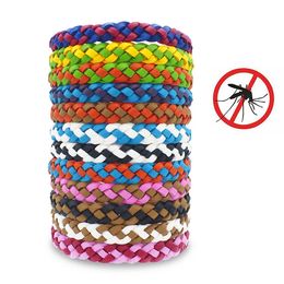 Control de plagas Pulsera repelente de mosquitos Pulsera de mano tejida de cuero estirable para niños adultos Protección contra insectos Correa para la muñeca SN4487