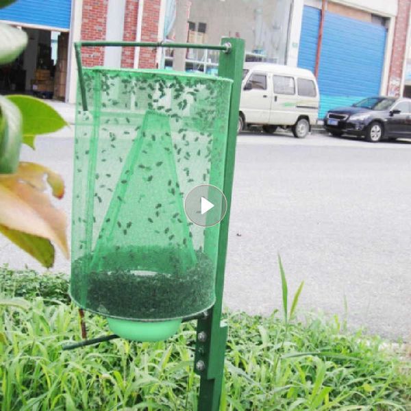 Control de plagas Catcher plegable colgante mosca insecto jaula malla red trampa captura captura mosquitos para rancho granja jardín al aire libre 0129