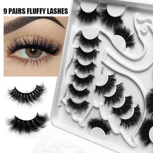 Wimpers wimpers wimpers gefrituurde lash 8d faux cils nieuwe zwaanhouder 6 stijlen van 9 paren een set multi-layer dikke wispies lash-koffers