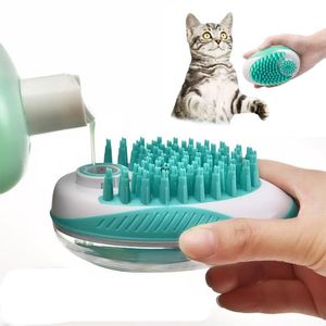 Mascota 2 en 1 Baño Cepillo para el novio Gato Perro Cepillos de masaje Elimina el peine para el cabello suelto Ducha para mascotas Lavador Champú Dispensador Herramientas de aseo RRA11642