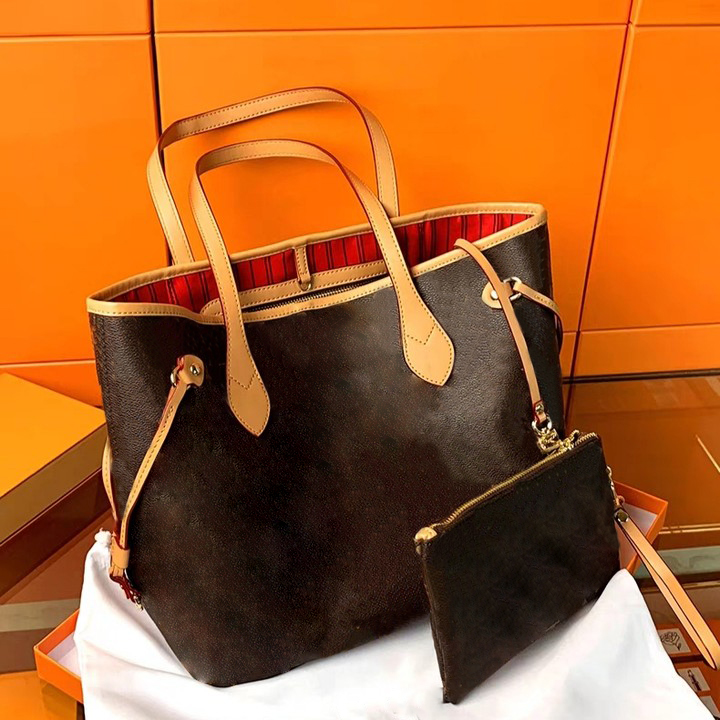 Neverfulls mm gm tote çanta tasarımcıları Akşam çantaları kadın Neverfullatfull Alışveriş Orijinal Çantalar Cüzdanlar Lady Toates Asla Tam Para Çantası 2 PCS Set