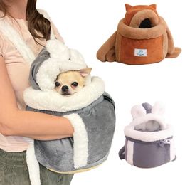 Huisdier Tas Kleine Kat Honden Rugzak Winter Warme Zachte Pluche Dragende Huisdieren Kooi Wandelen Outdoor Reizen Kitten Opknoping Borst tas 240309