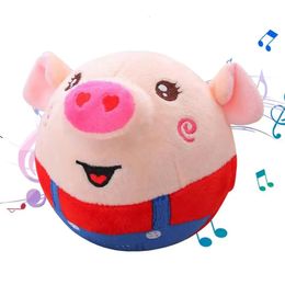 Animal Bounce Jumping Doll Childrens Toy Fun Talking Animal Toy Cat and Dog Toy Singing Bounce Pig Electric Plush Toy Childrens Gift 240426