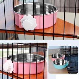 Pet Bowl peut accrocher des bols de cage à chiens de chien stationnaires Chat en acier inoxydable suspendu les mangeoires à eau de chaton de chaton durable
