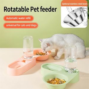 Pet Bowl Cat Double Dog Halsbeveiliging Automatisch Drinken Verstelbare Hoekbenodigdheden Accessoires 220323