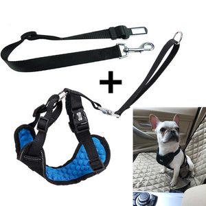 Ceinture de gilet de sécurité pour voiture pour animaux de compagnie, harnais de voiture respirant pour chien et sangle de connecteur, tissu de maille de massage réfléchissant réglable 211006