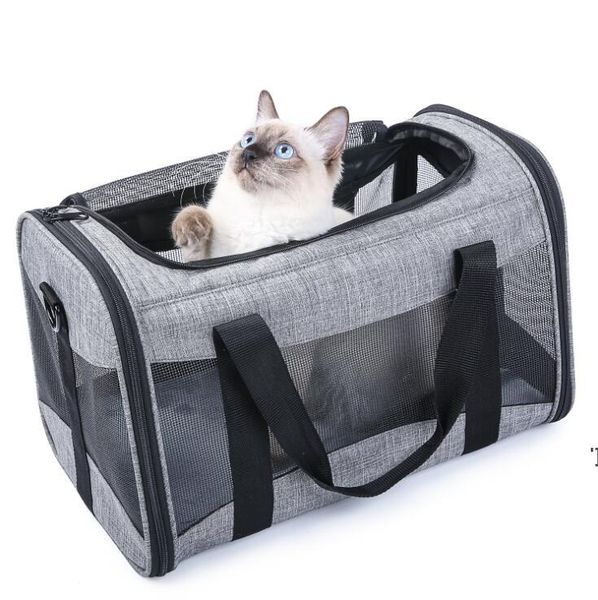 Portador de mascotas para gatos perros de alta calidad Oxford gris colores plegable pequeños gatos cachorros portador RRB11624