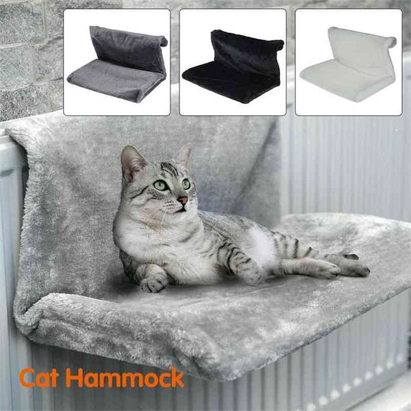 Pet Cat Animal Hammack Luxe Radiateur Lit Suspendu Hiver Chaud Toison Panier Hamacs Métal Fer Cadre Lit De Couchage pour Chats 210722