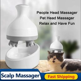 Pet Cat Dog Massager Cabeza eléctrica Vibrante Cuero cabelludo Cuerpo Masaje profundo Prevenir la pérdida de cabello Aliviar el estrés Recargable 240309