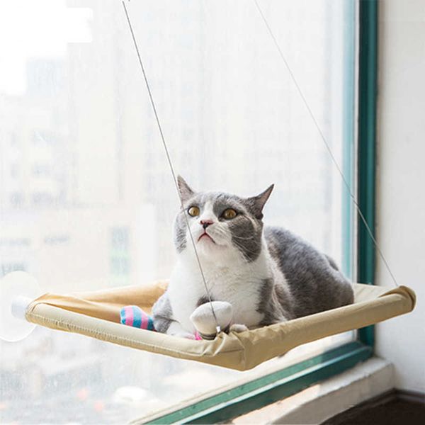 Hamac pour chat de compagnie confortable fenêtre en verre ensoleillé chats étagère tapis de siège chaton repos dormir lits suspendus portant 20 kg 210713