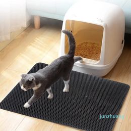 Tapis de litière pour chat de compagnie imperméable EVA Double couche litière pour chat piégeant la litière pour animaux de compagnie 55 tapis tampon propre produits pour chats accessoires