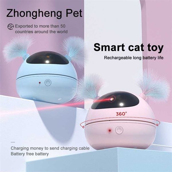 PET gato juguete eléctrico láser láser juguetes interactivos roly-poly robot burlas plumas inteligentes suministros automáticos 211122