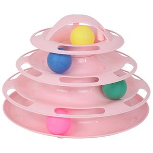 Pet Cat Toy Tower Tracks Disc Cat Intelligence Amusement Disque Play Track Cat Toys Ball Training Amusement Plate 210929