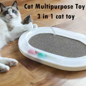 Pet Cat Toy Formation Plaque d'amusement Pistes Disque Jouet polyvalent Cat Scratching Board Griffe Grinder Spring Cat Stick avec Catnip 210929
