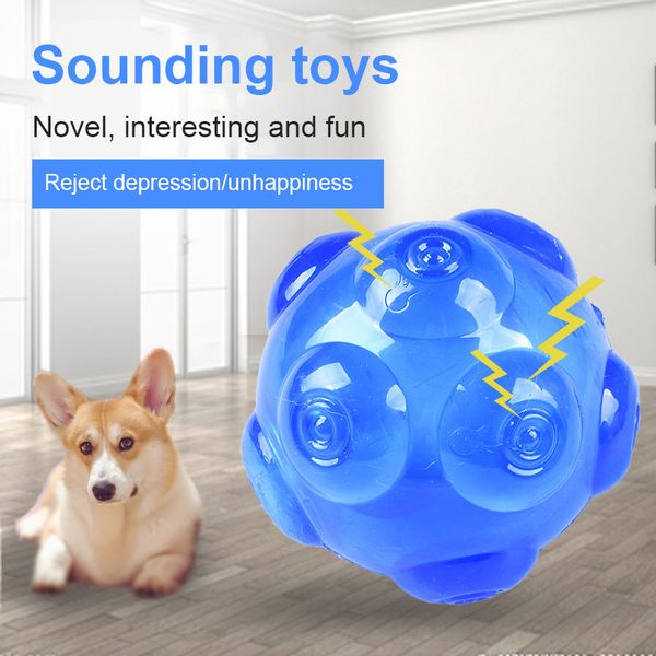 Juguetes para masticar mascotas para limpieza de dientes de perro, juguete con sonido interactivo para mascotas, pelota hinchable TPE, lanzamiento al aire libre y entrenamiento de recuperación para perros