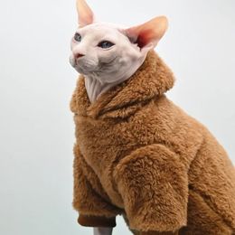 Vêtements pour animaux de compagnie pour Sphynx chat mode luxe pull pour animaux de compagnie marron imprimé léopard manteau doux hiver chaud chiot chaton vêtements fourrure sweats à capuche 240320