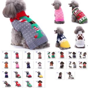 Vêtements pour animaux de compagnie Costumes de père Noël rayé tricoté vêtements de noël pour chien flocon de neige renne manteau d'extérieur Halloween 1011